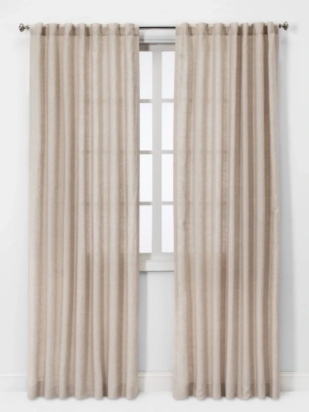 54” x 84” Curtain Panel Neutral 100% Linen Panel